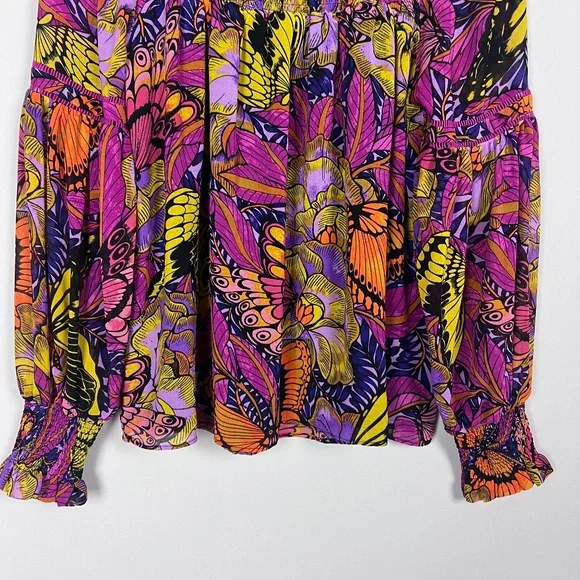 ANTHROPOLOGIE Alexandra Farmer Puff Sleeved Blouse Smocked Pullover‎ Top XS - Picture 8 of 13